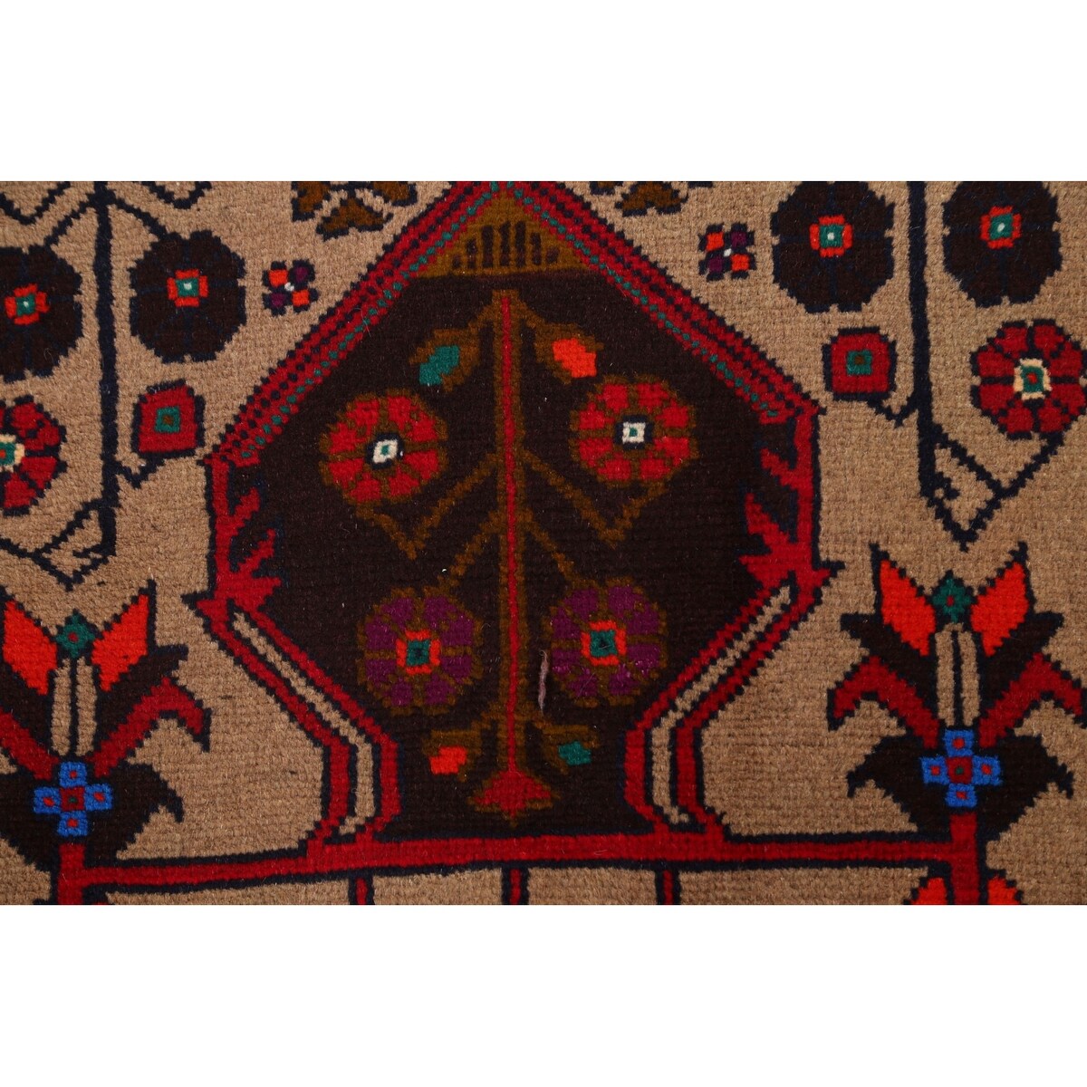 Geometric Traditional Balouch Persian Runner Rug Wool Hand-knotted - 3'3" x 6'10"