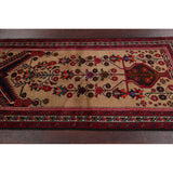 Geometric Traditional Balouch Persian Runner Rug Wool Hand-knotted - 3'3" x 6'10"