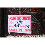 Geometric Traditional Balouch Persian Runner Rug Wool Hand-knotted - 3'3" x 6'10"