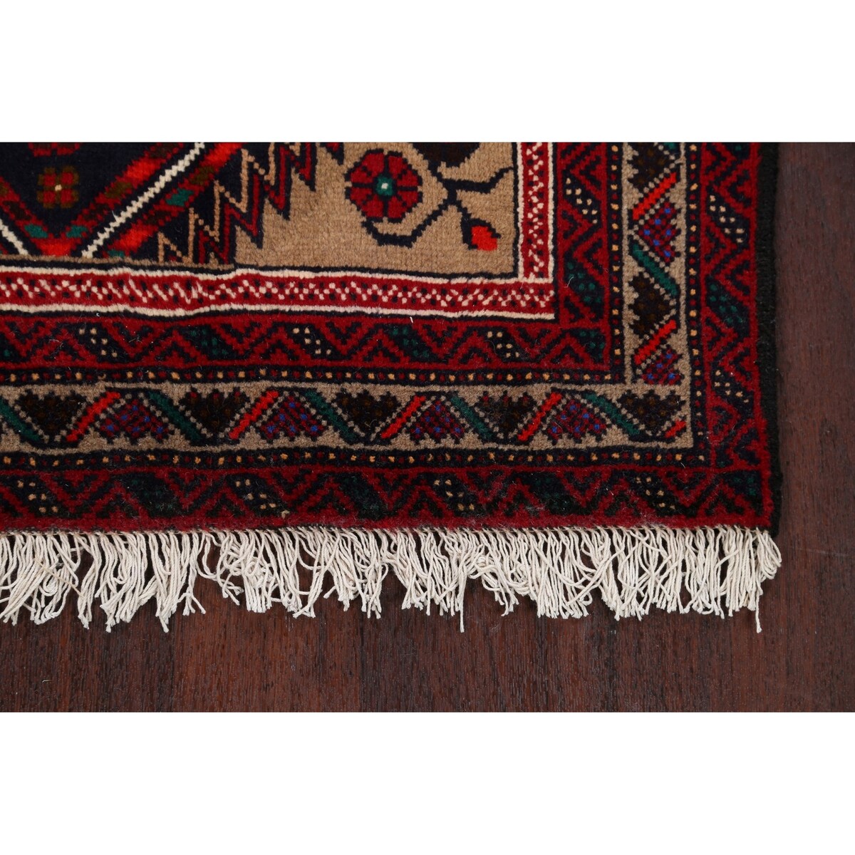 Geometric Traditional Balouch Persian Runner Rug Wool Hand-knotted - 3'3" x 6'10"
