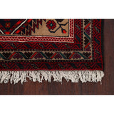 Geometric Traditional Balouch Persian Runner Rug Wool Hand-knotted - 3'3" x 6'10"