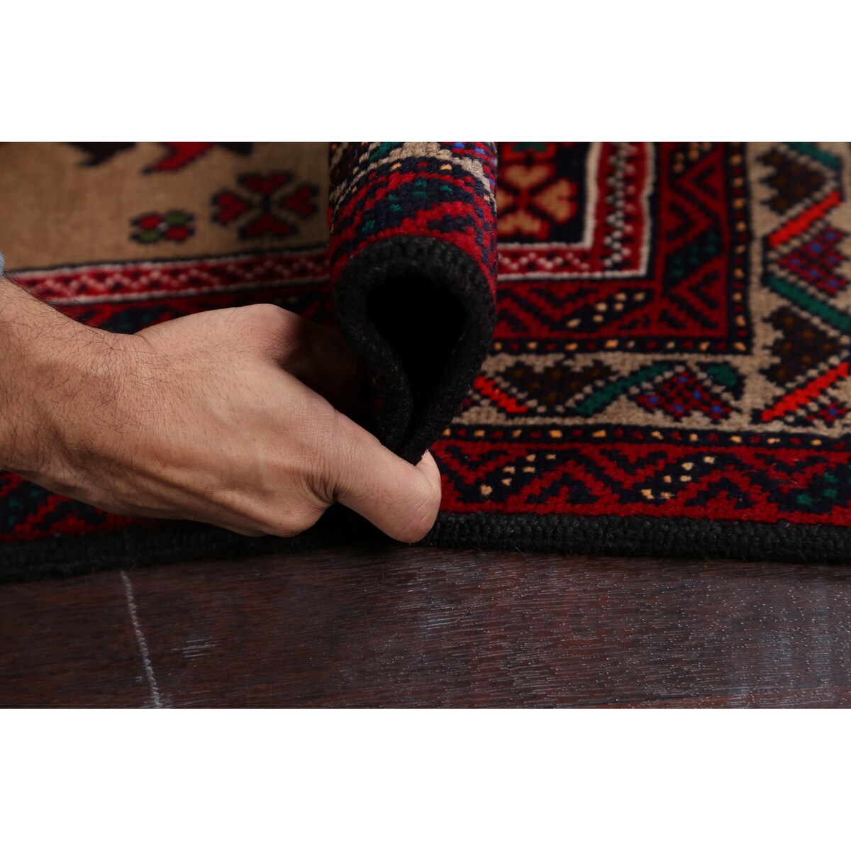 Geometric Traditional Balouch Persian Runner Rug Wool Hand-knotted - 3'3" x 6'10"