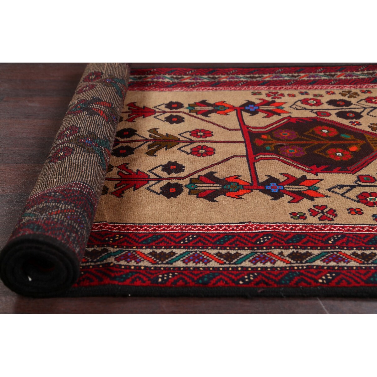 Geometric Traditional Balouch Persian Runner Rug Wool Hand-knotted - 3'3" x 6'10"