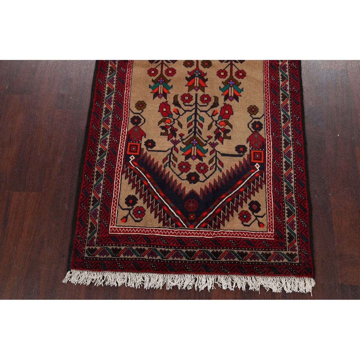 Geometric Traditional Balouch Persian Runner Rug Wool Hand-knotted - 3'3" x 6'10"