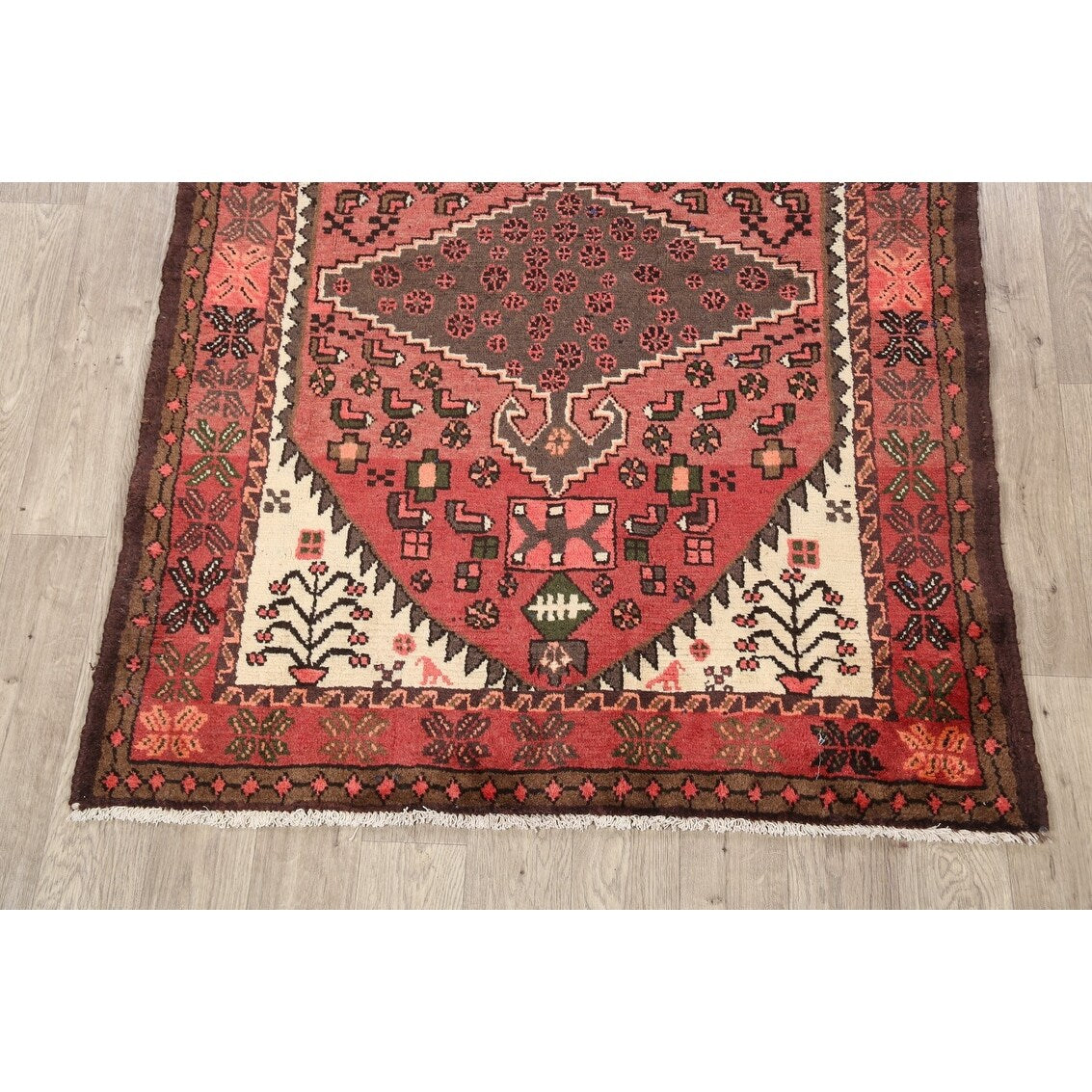 Geometric Traditional Hamedan Persian Area Rug Wool Hand-knotted - 4'4" x 6'0"