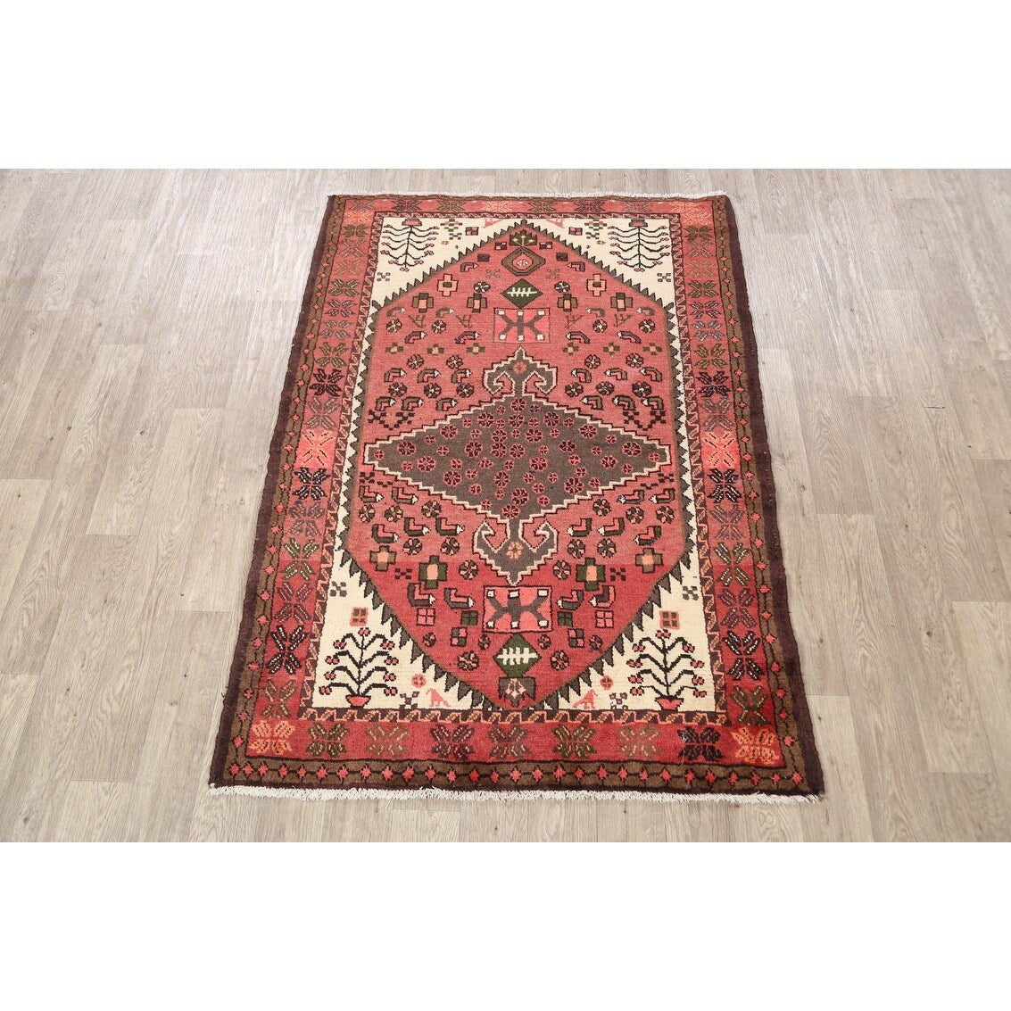 Geometric Traditional Hamedan Persian Area Rug Wool Hand-knotted - 4'4" x 6'0"