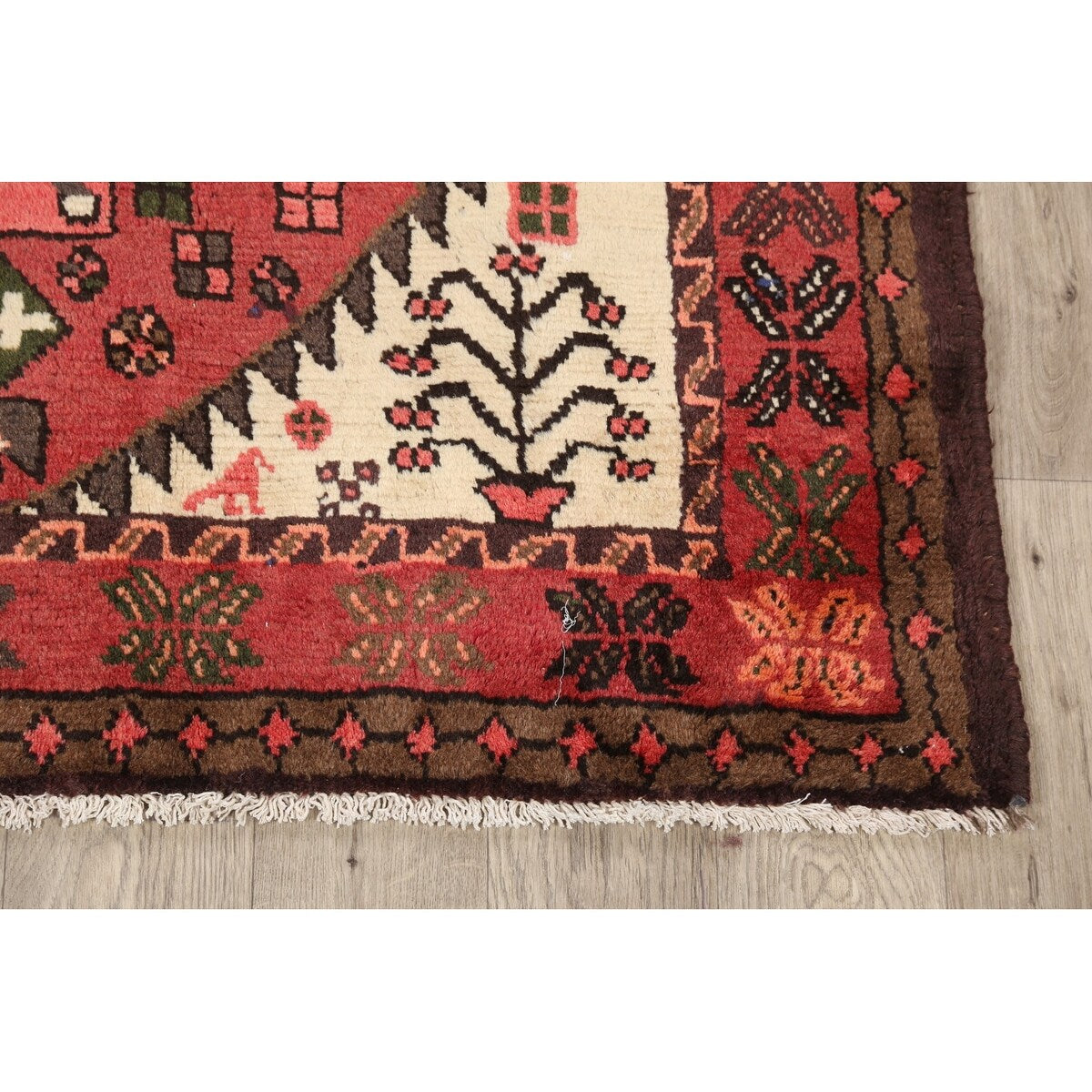 Geometric Traditional Hamedan Persian Area Rug Wool Hand-knotted - 4'4" x 6'0"