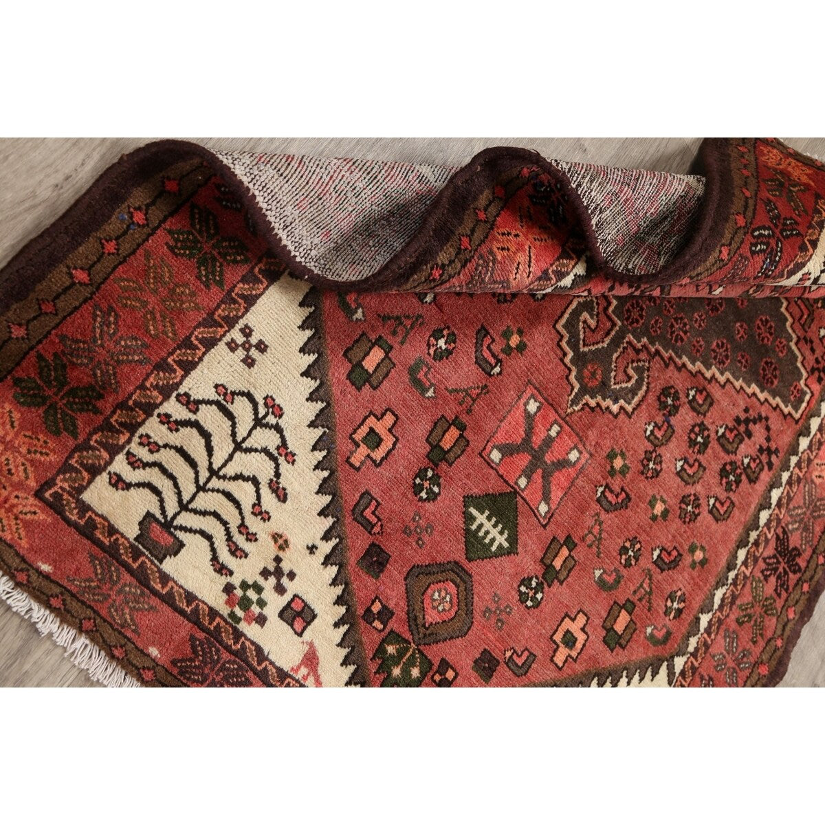 Geometric Traditional Hamedan Persian Area Rug Wool Hand-knotted - 4'4" x 6'0"