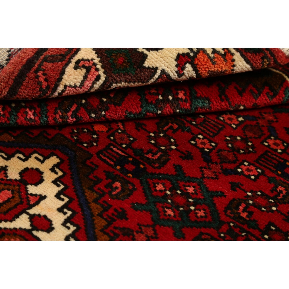 Geometric Traditional Hamedan Persian Wool Area Rug Hand-knotted - 3'6" x 5'3"
