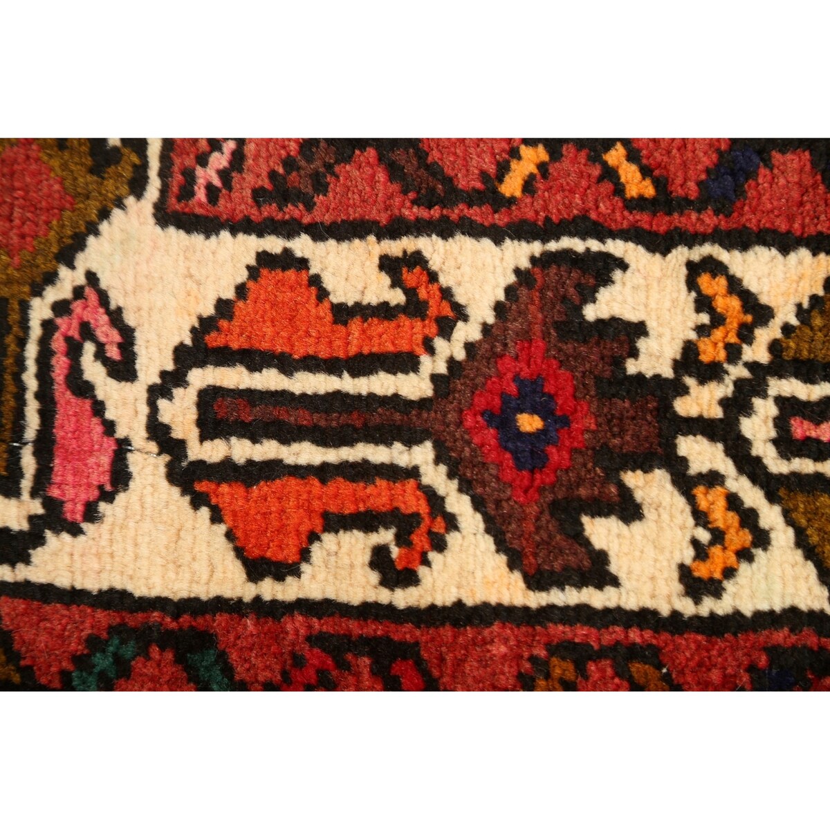 Geometric Traditional Hamedan Persian Wool Area Rug Hand-knotted - 3'6" x 5'3"