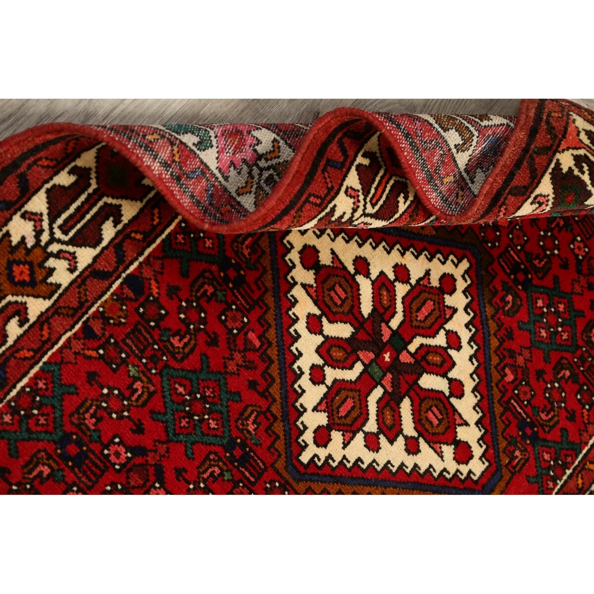 Geometric Traditional Hamedan Persian Wool Area Rug Hand-knotted - 3'6" x 5'3"