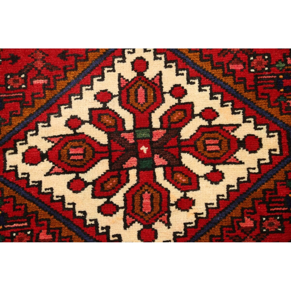 Geometric Traditional Hamedan Persian Wool Area Rug Hand-knotted - 3'6" x 5'3"