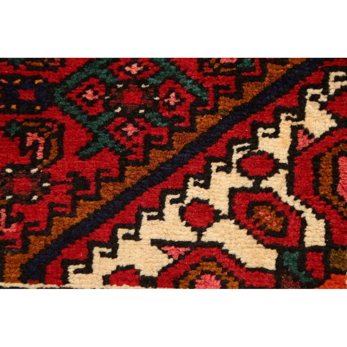 Geometric Traditional Hamedan Persian Wool Area Rug Hand-knotted - 3'6" x 5'3"