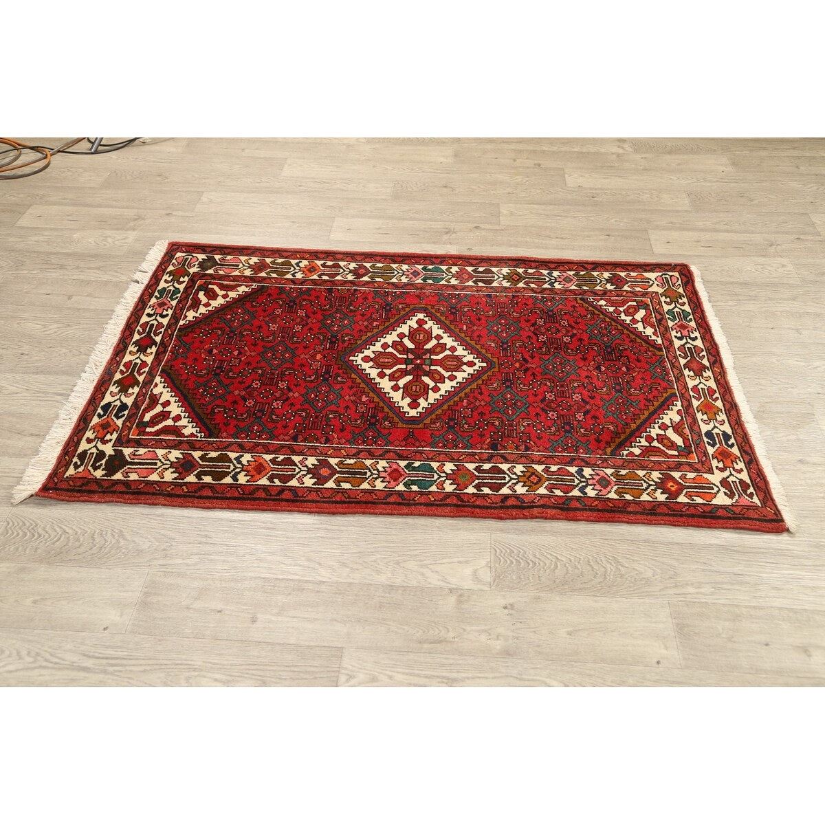 Geometric Traditional Hamedan Persian Wool Area Rug Hand-knotted - 3'6" x 5'3"