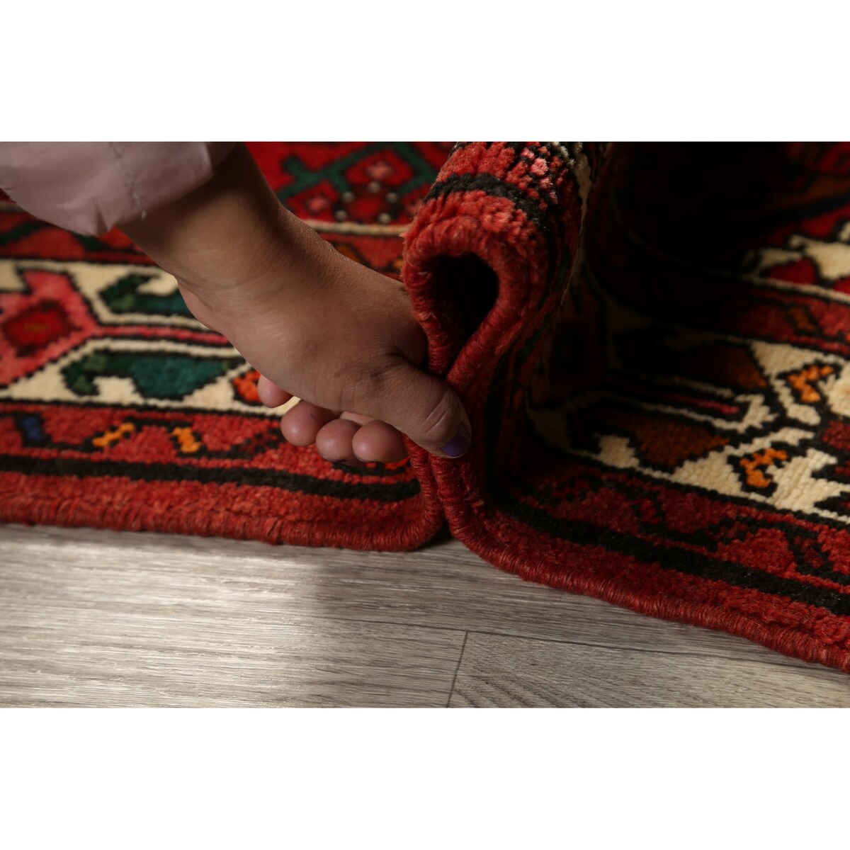 Geometric Traditional Hamedan Persian Wool Area Rug Hand-knotted - 3'6" x 5'3"