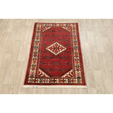 Geometric Traditional Hamedan Persian Wool Area Rug Hand-knotted - 3'6" x 5'3"