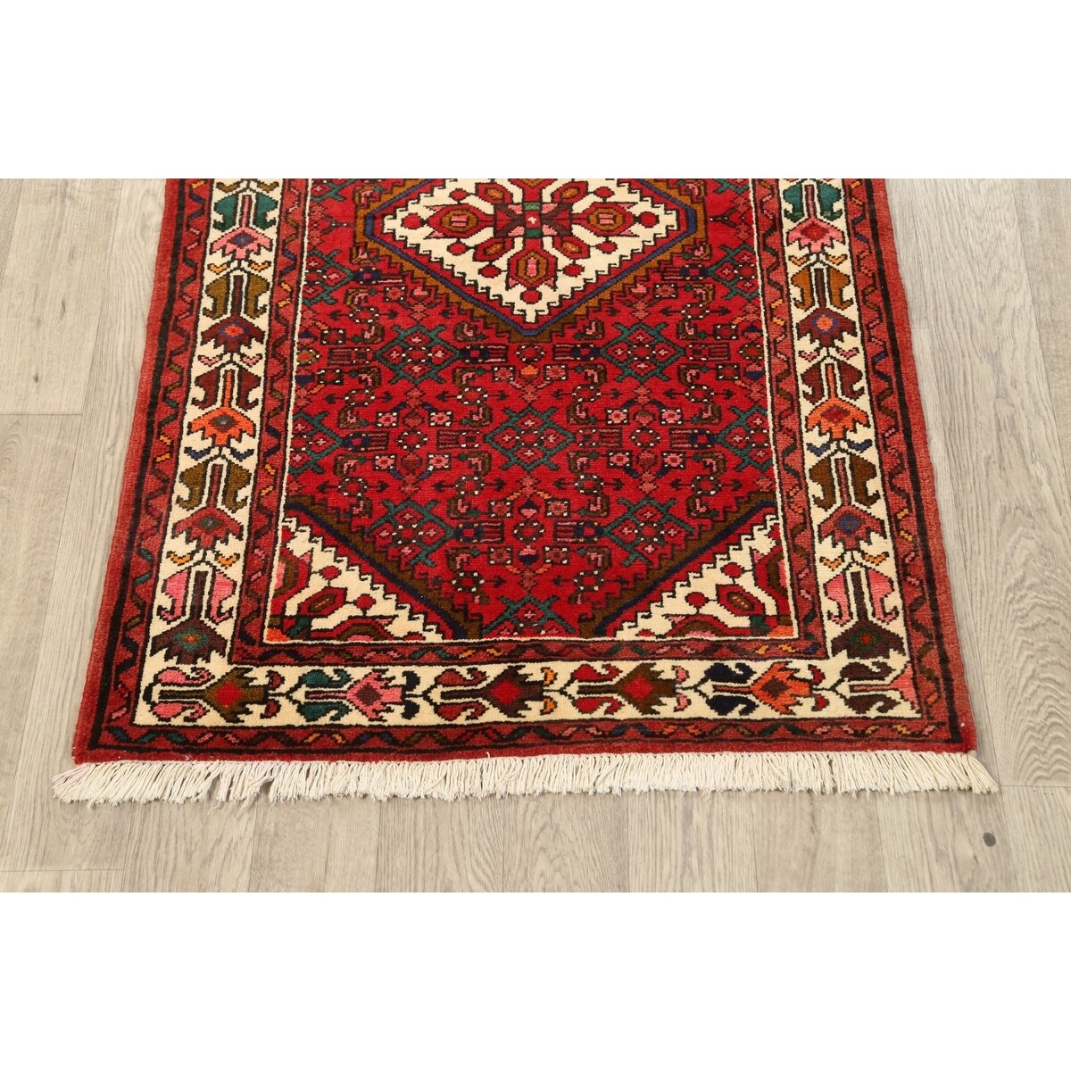 Geometric Traditional Hamedan Persian Wool Area Rug Hand-knotted - 3'6" x 5'3"