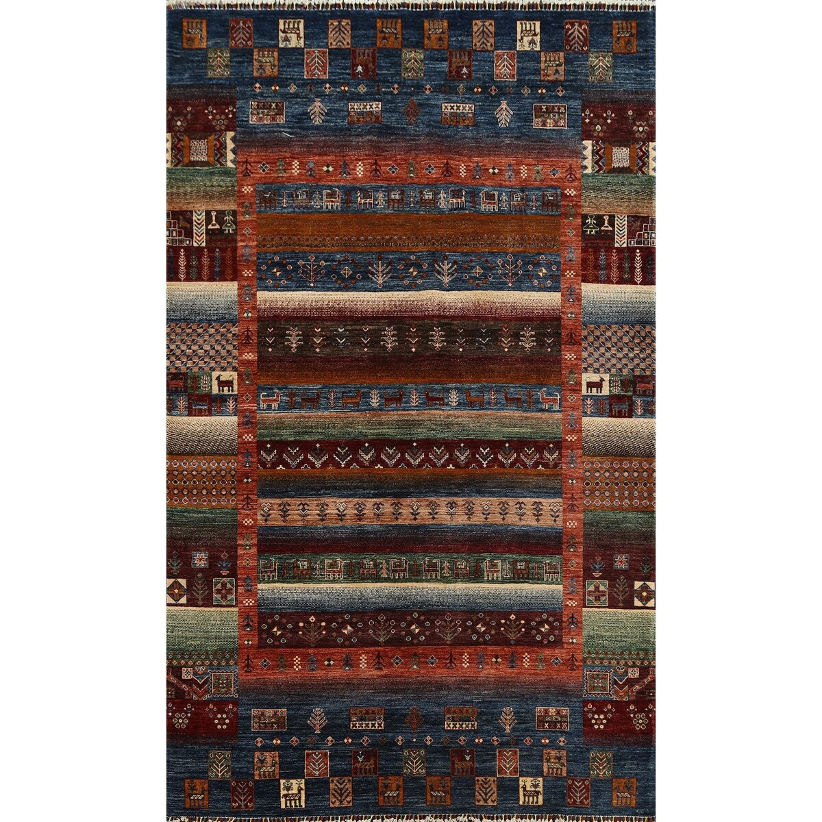 Geometric Tribal Kazak Oriental Living Room Area Rug Wool Hand-knotted