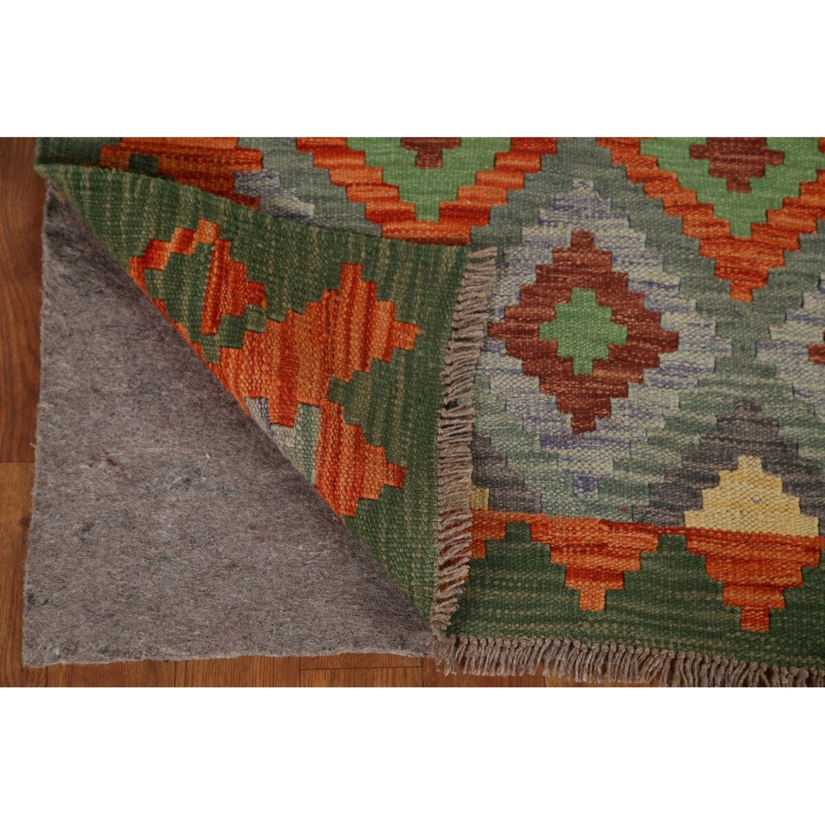 Geometric Tribal Kilim Wool Rug Hand-woven Oriental Carpet - 2'8" x 4'0"