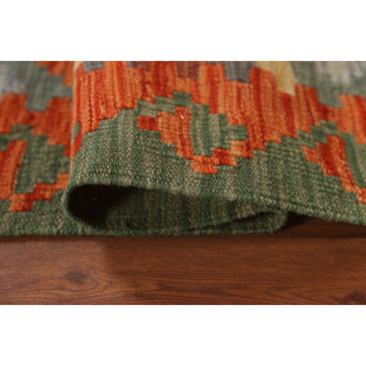 Geometric Tribal Kilim Wool Rug Hand-woven Oriental Carpet - 2'8" x 4'0"