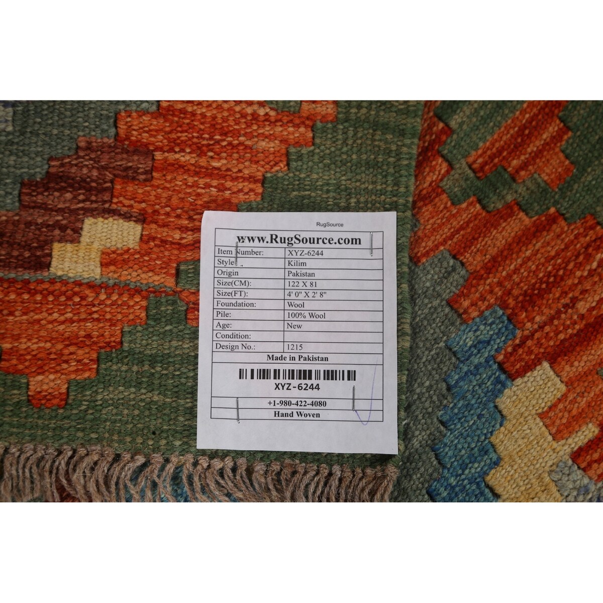 Geometric Tribal Kilim Wool Rug Hand-woven Oriental Carpet - 2'8" x 4'0"