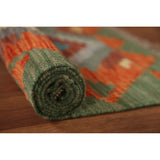 Geometric Tribal Kilim Wool Rug Hand-woven Oriental Carpet - 2'8" x 4'0"