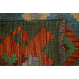 Geometric Tribal Kilim Wool Rug Hand-woven Oriental Carpet - 2'8" x 4'0"