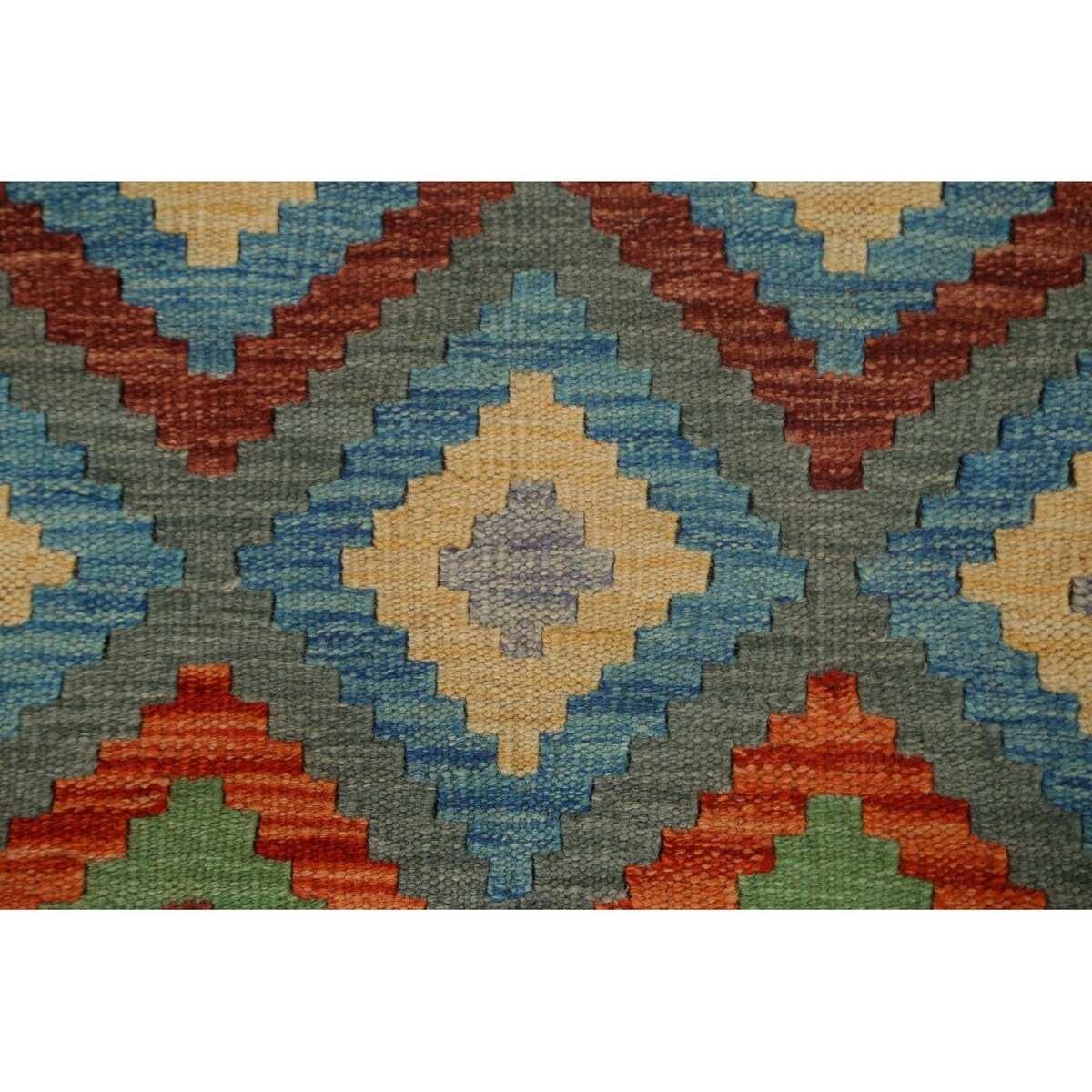 Geometric Tribal Kilim Wool Rug Hand-woven Oriental Carpet - 2'8" x 4'0"