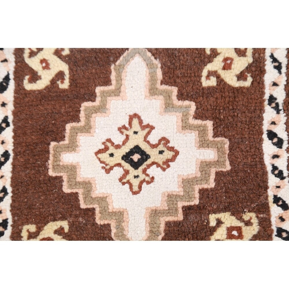 Geometric Tribal Morocan Hand Knotted Oriental Area Rug - 1'2" x 1'3" Square