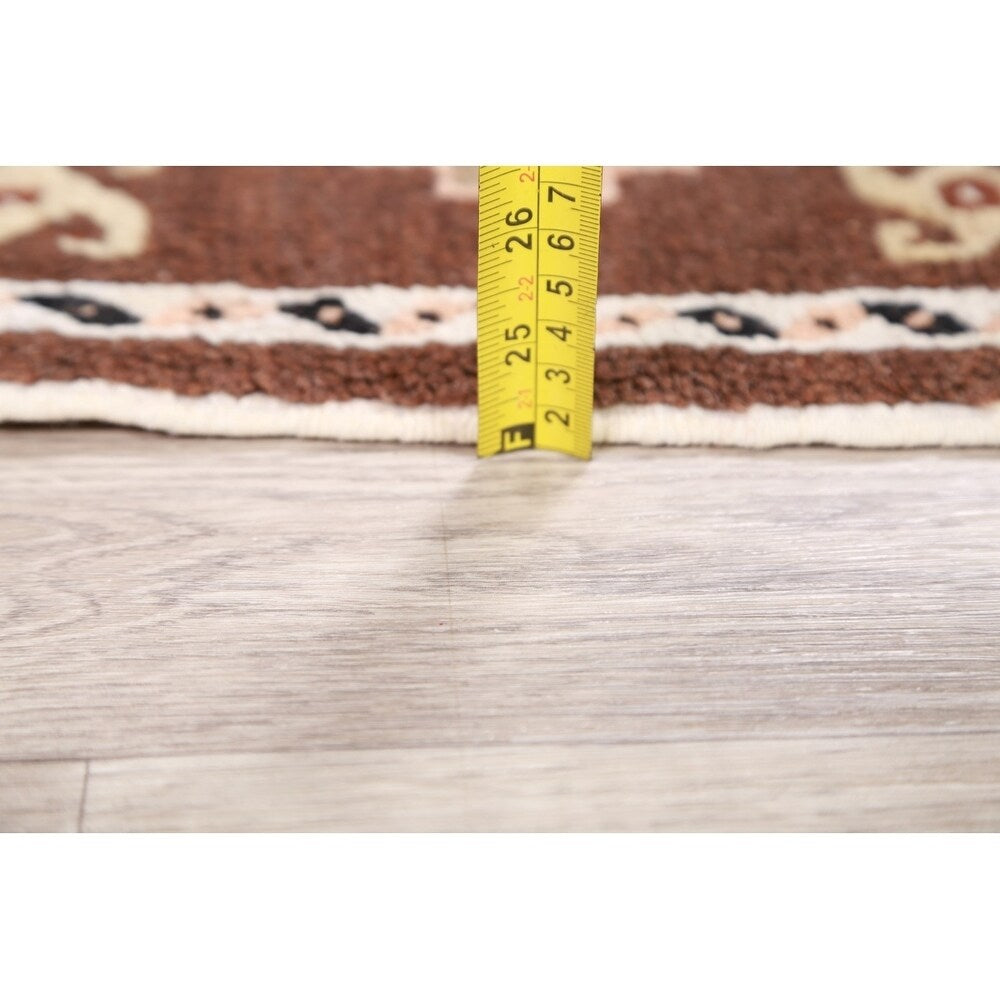 Geometric Tribal Morocan Hand Knotted Oriental Area Rug - 1'2" x 1'3" Square