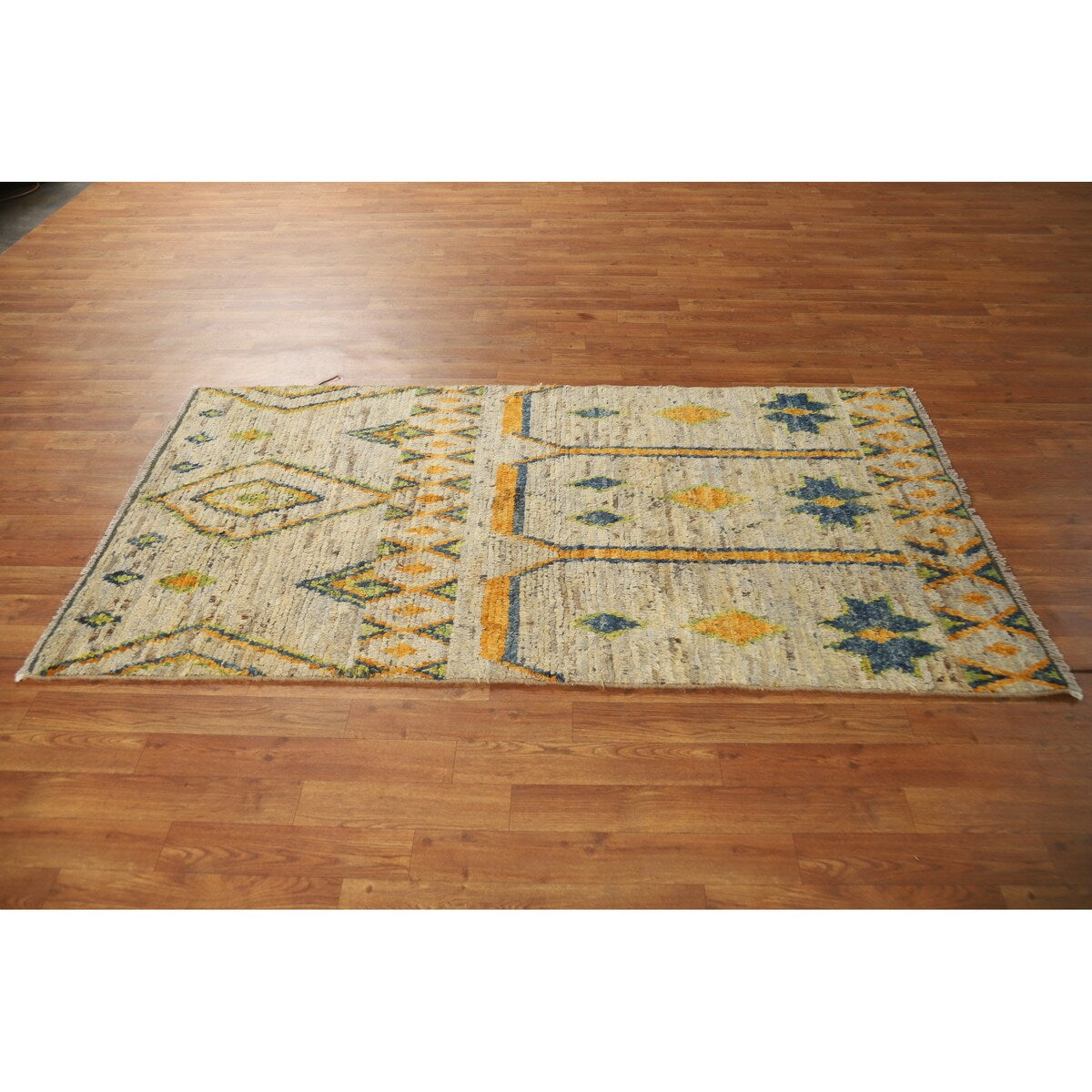 Geometric Tribal Moroccan Oriental Rug Handmade Bedroom Wool Carpet - 3'4" x 6'5"