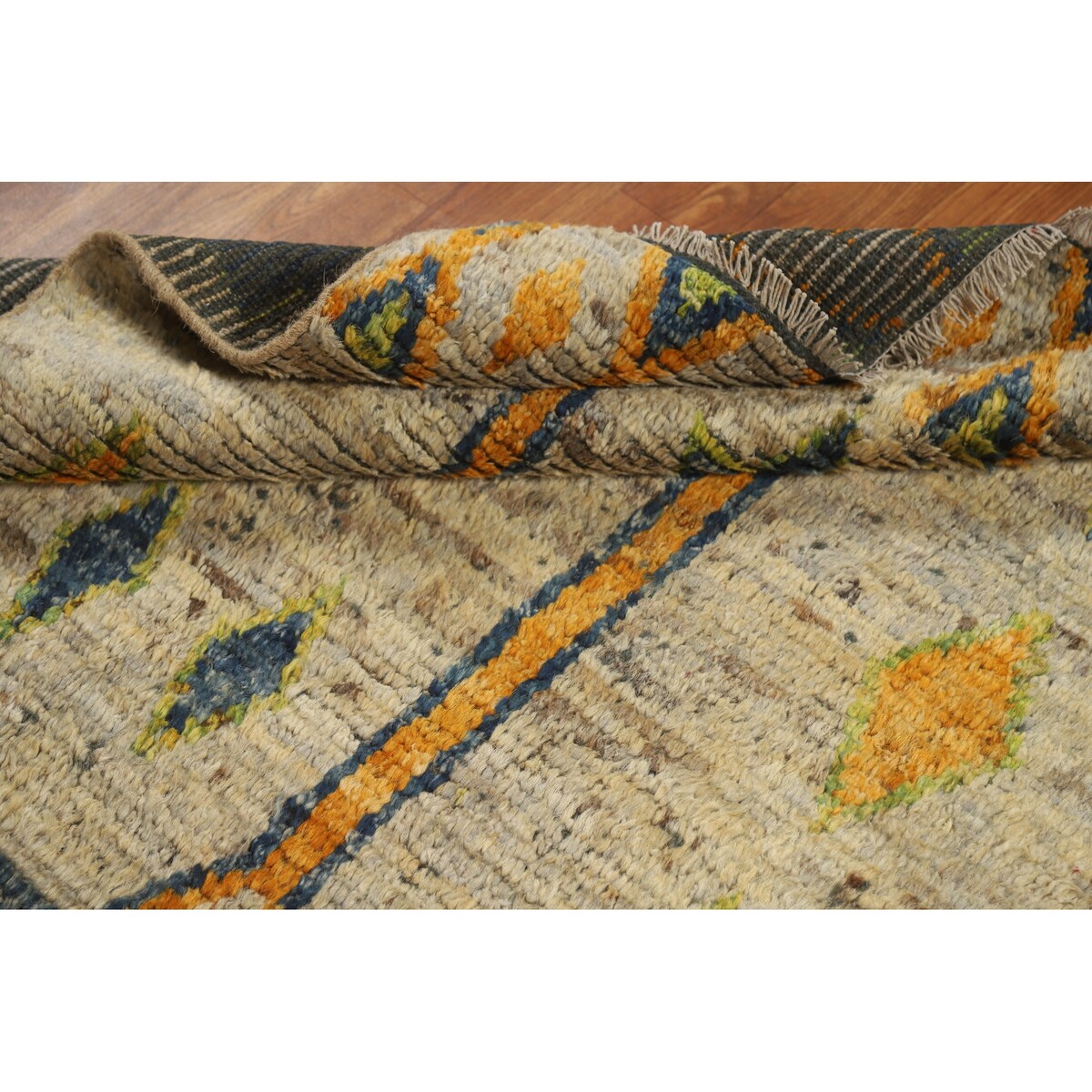 Geometric Tribal Moroccan Oriental Rug Handmade Bedroom Wool Carpet - 3'4" x 6'5"