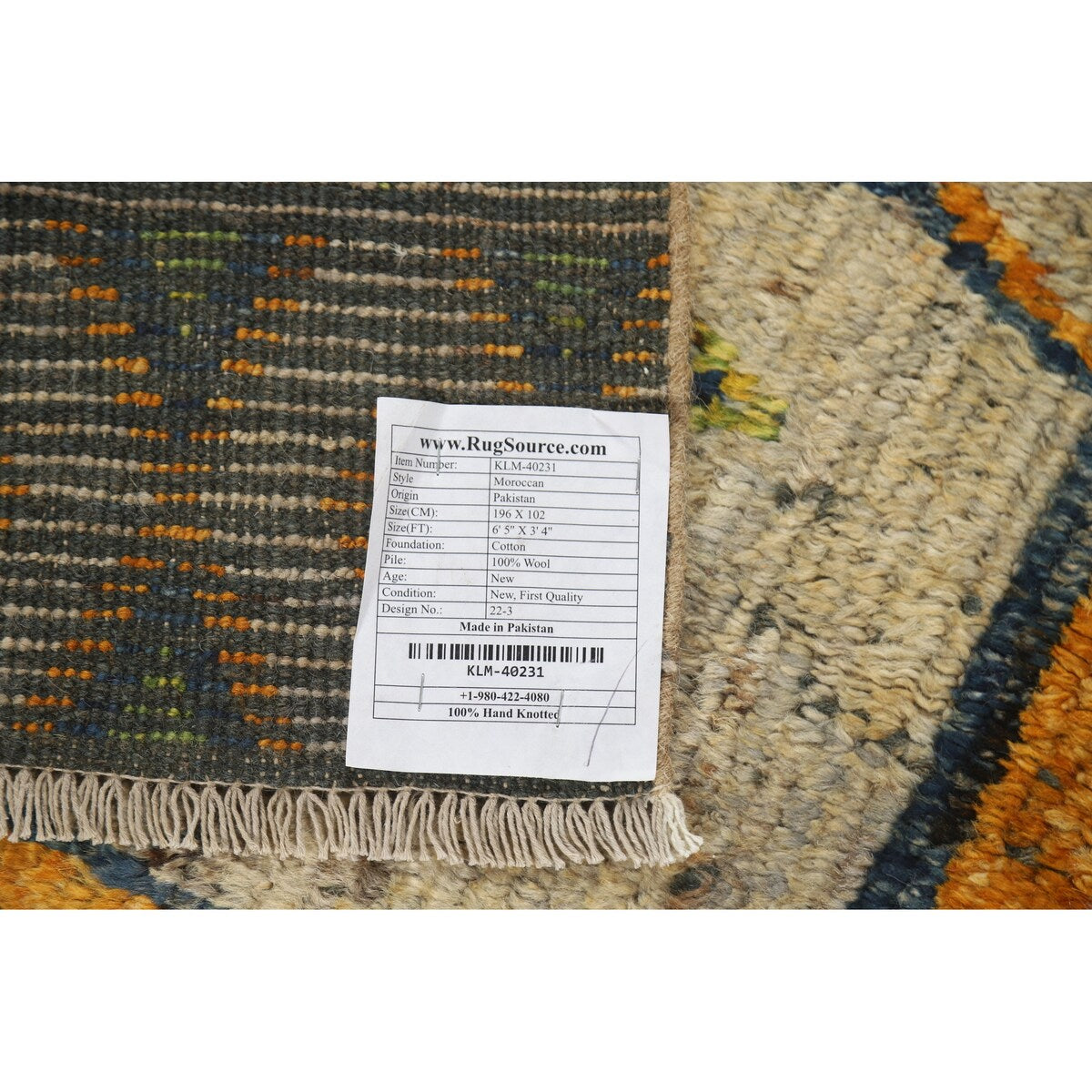 Geometric Tribal Moroccan Oriental Rug Handmade Bedroom Wool Carpet - 3'4" x 6'5"