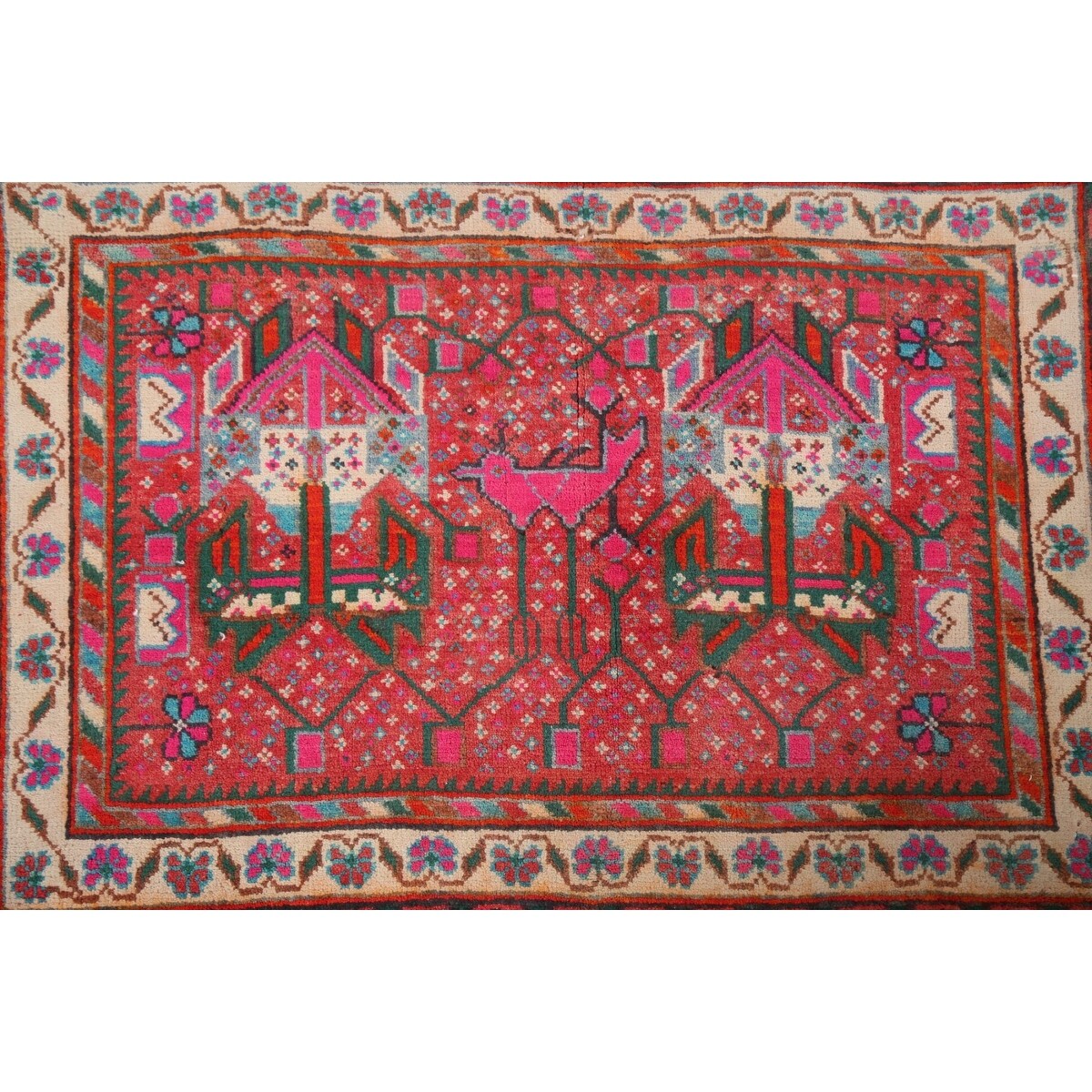 Geometric Turkoman Persian Wool Area Rug Hand-knotted Bedroom Carpet - 1'9" x 2'7"