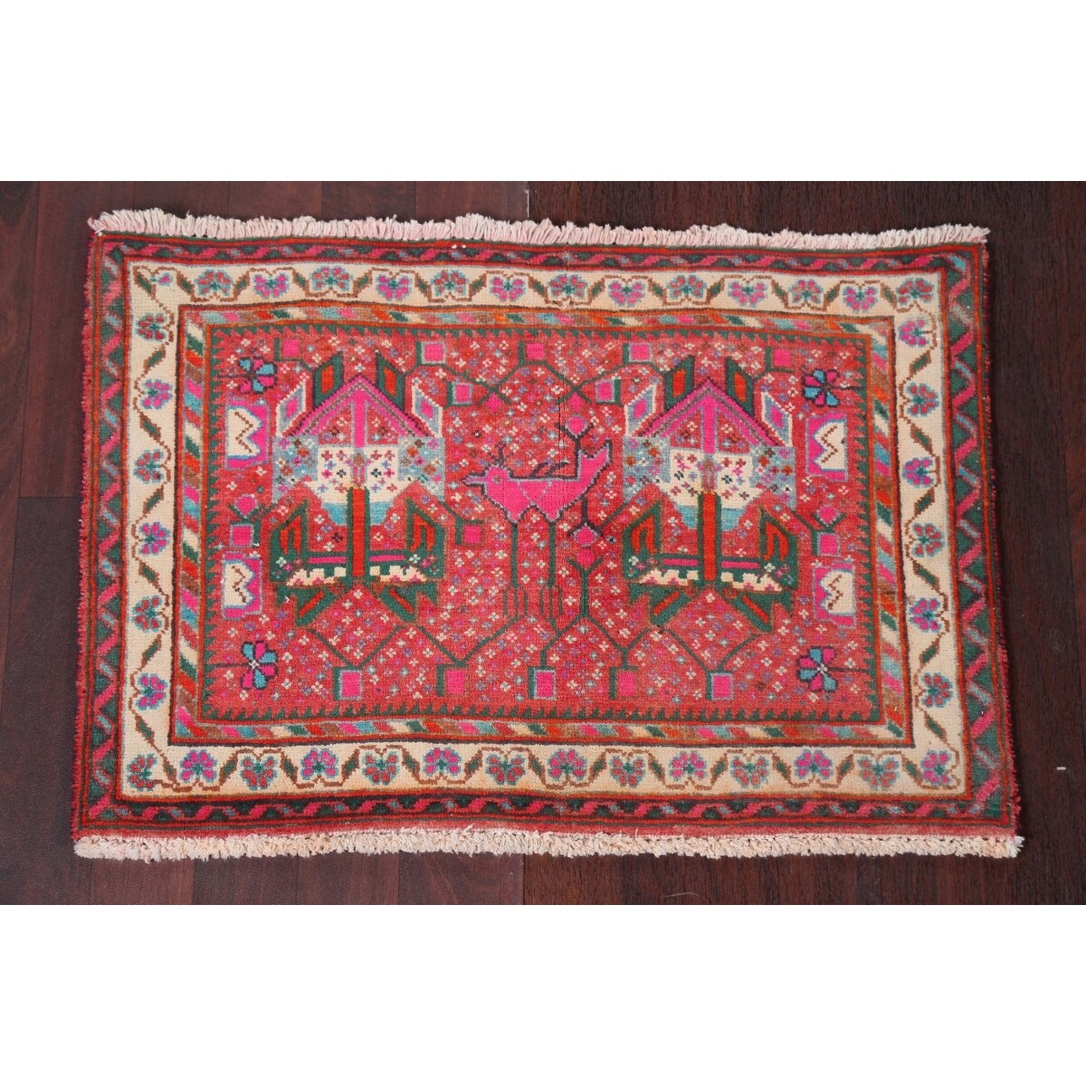 Geometric Turkoman Persian Wool Area Rug Hand-knotted Bedroom Carpet - 1'9" x 2'7"