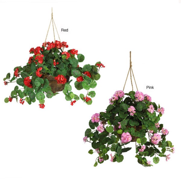Silk Geranium Hanging Basket
