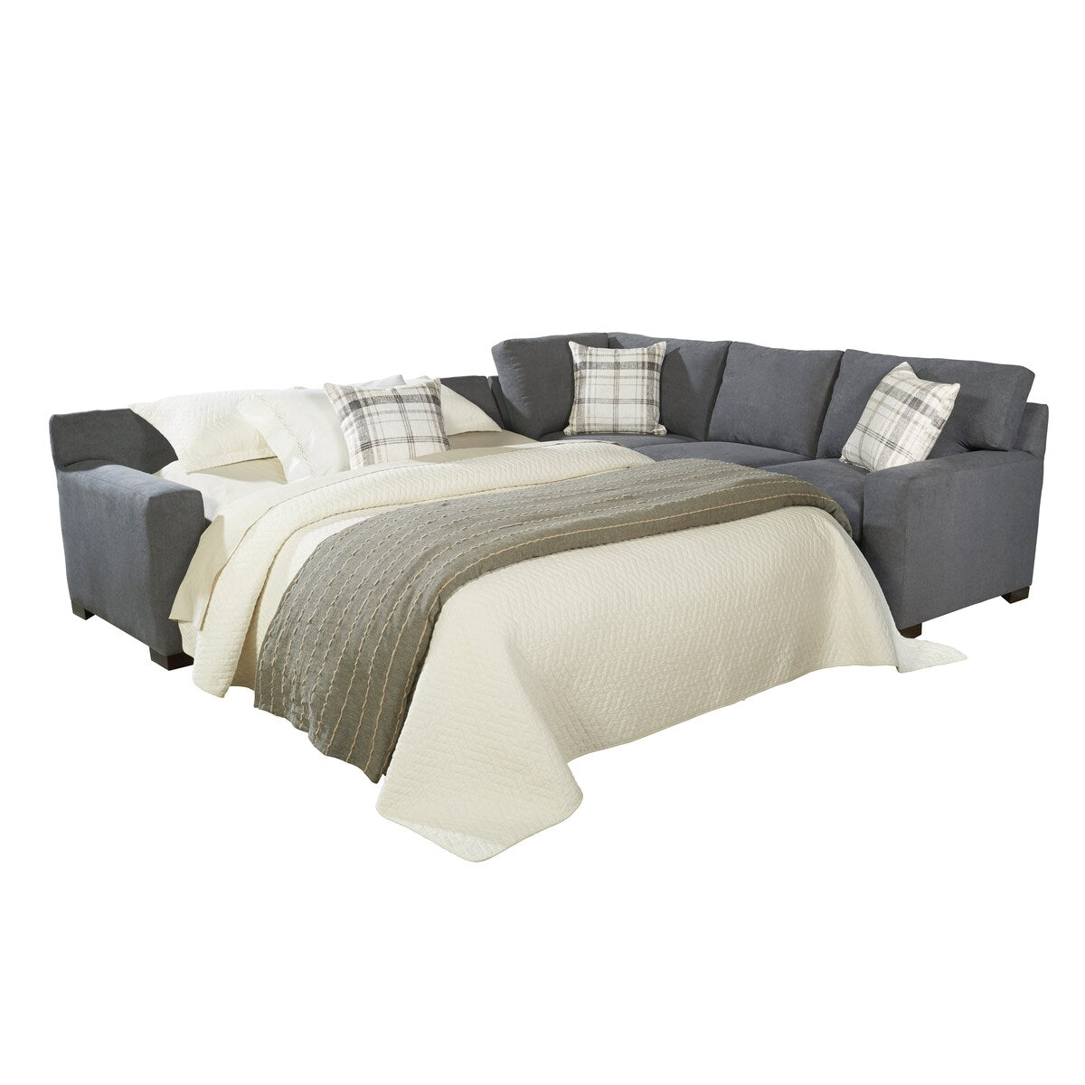 Gerard Grey Sectional Sofa Bed with Queen Gel Memory Foam Mattress