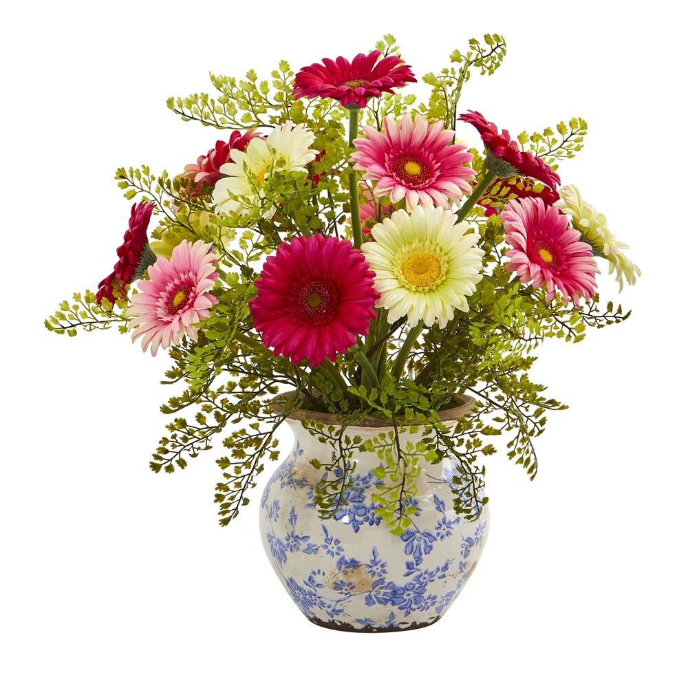 Gerber Daisy and Maiden Hair Artificial Arrangement in Vase
