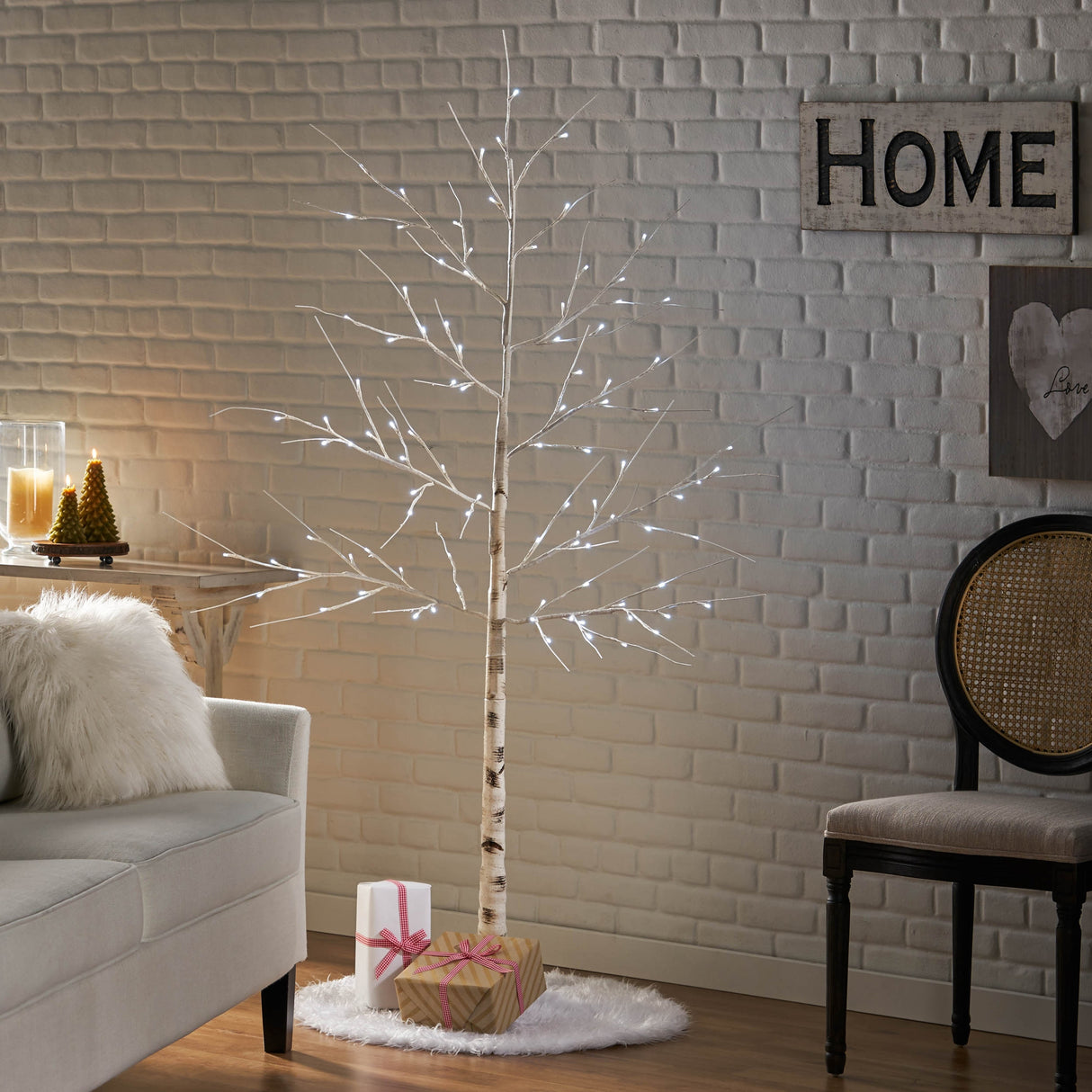 Geromin Lit Artificial Twig Birch Tree White Lights 6' Pre by Christopher Knight Home