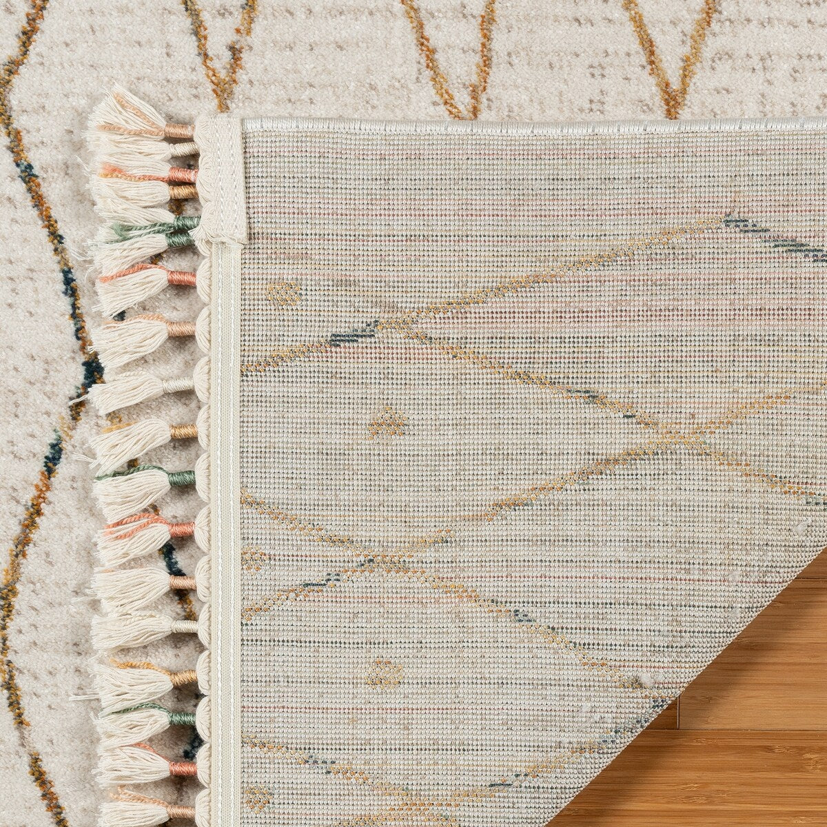 Gertmenian Amiens Moroccan Bohemian Tribal Ivory/Multi-Color Polyester Style Fringe Area Rugs