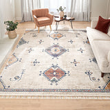 Gertmenian Amiens Moroccan Bohemian Tribal Ivory/Multi-Color Polyester Style Fringe Area Rugs