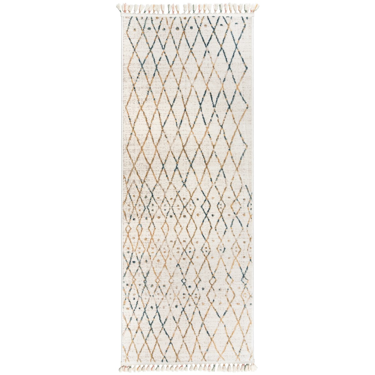 Gertmenian Amiens Moroccan Bohemian Tribal Ivory/Multi-Color Polyester Style Fringe Area Rugs