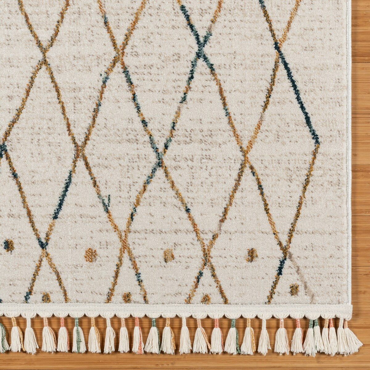 Gertmenian Amiens Moroccan Bohemian Tribal Ivory/Multi-Color Polyester Style Fringe Area Rugs