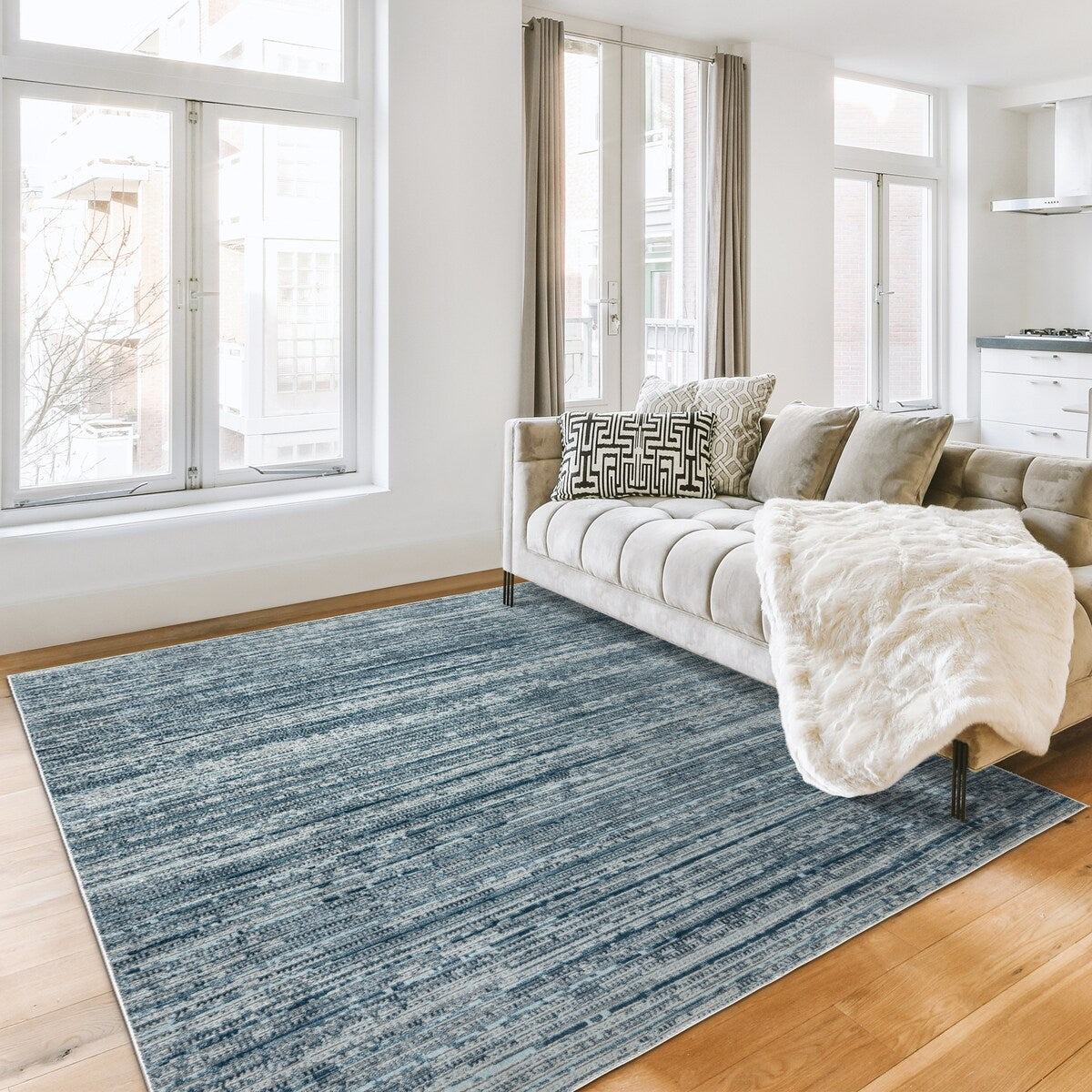 Gertmenian Missha Polyester Modern Tonal Ombre Solid High-Low Indoor Area Rug