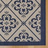 Gertmenian Paseo Bran Transitional Navy Medallion Flatweave Indoor/ Outdoor Area Rug