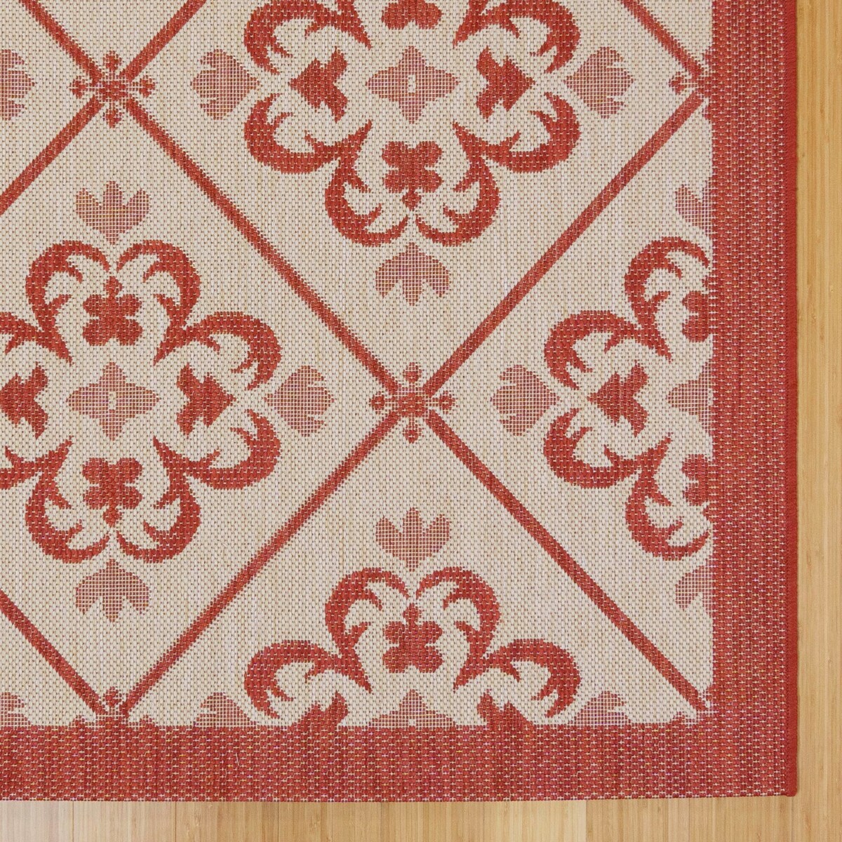 Gertmenian Paseo Bran Transitional Red Medallion Flatweave Indoor/ Outdoor Area Rug