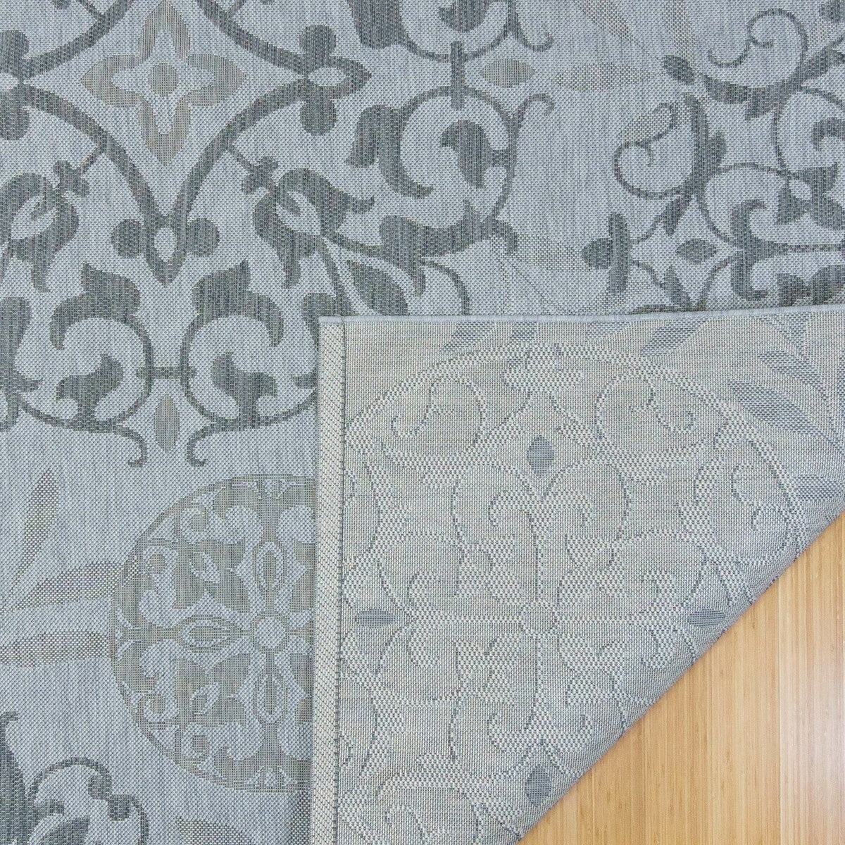 Gertmenian Paseo Emilia Grey Casual Medallion Indoor/ Outdoor Area Rug