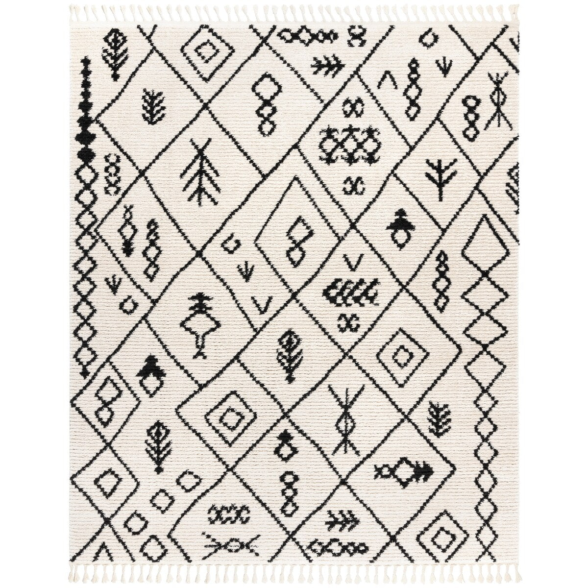 Gertmenian Rafe Casual Bohemian Tribal Plush Short Shag Microfiber Indoor Area Rug Collection with Fringe