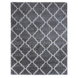 Gertmenian Ultimate Shag Modern Moroccan Ogee Tile Grey/Ivory Plush Shag Area Rug