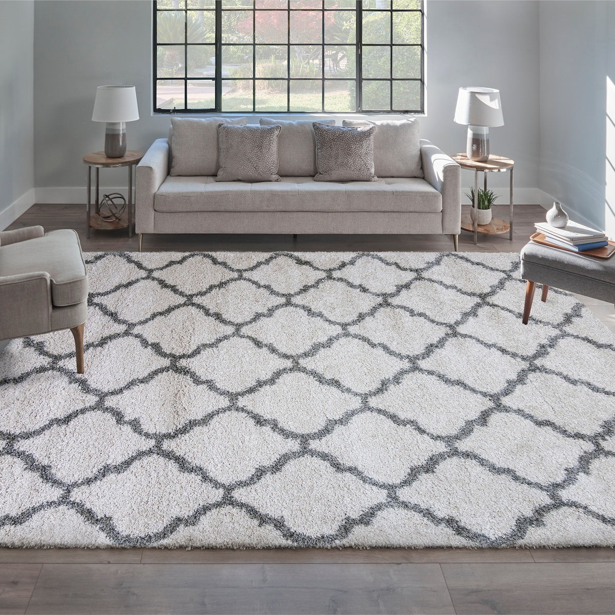 Gertmenian Ultimate Shag Tile Ivory Plush Shag Area Rug